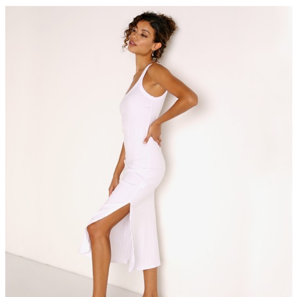 Vitamin A White Ribbed Maxi Dress